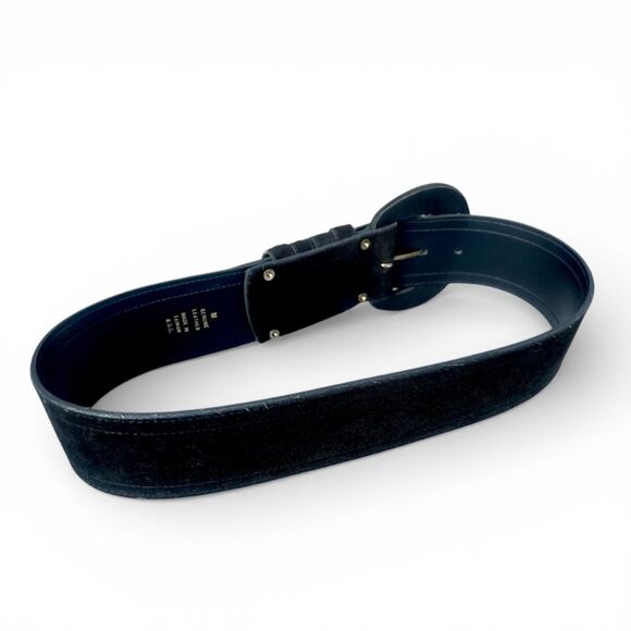 Express Y2K Wide Black Suede Leather Studded Belt Western Womens Size M main image 4